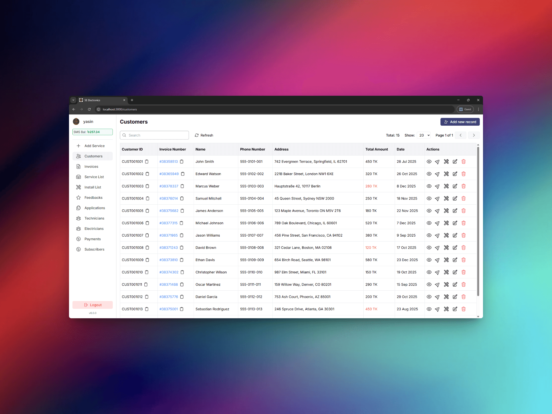 Electronics Service Dashboard